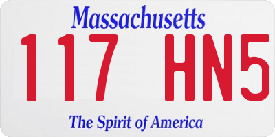 MA license plate 117HN5