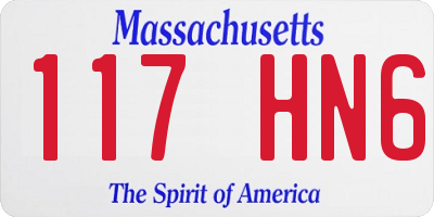 MA license plate 117HN6