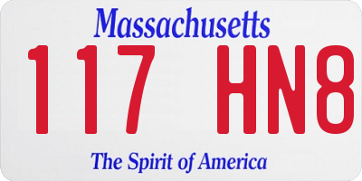 MA license plate 117HN8