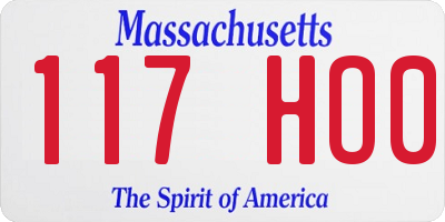 MA license plate 117HO0