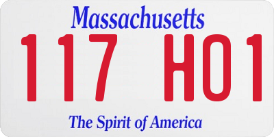 MA license plate 117HO1