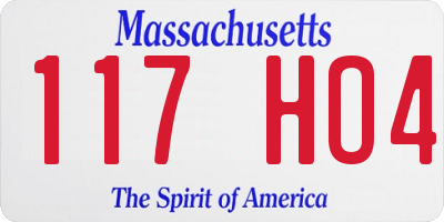 MA license plate 117HO4