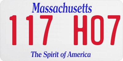 MA license plate 117HO7