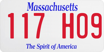 MA license plate 117HO9