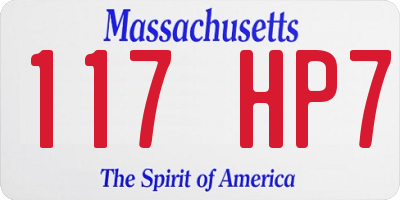 MA license plate 117HP7