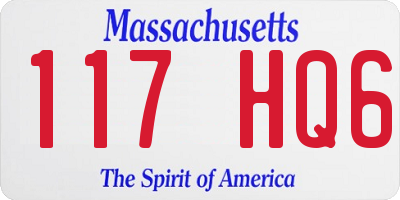 MA license plate 117HQ6