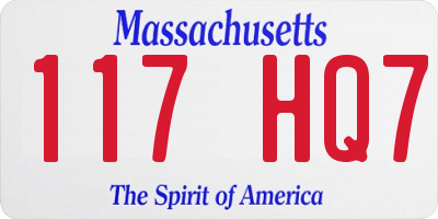 MA license plate 117HQ7