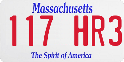 MA license plate 117HR3