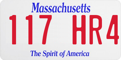 MA license plate 117HR4