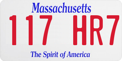 MA license plate 117HR7