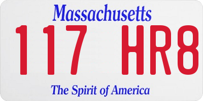MA license plate 117HR8