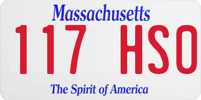 MA license plate 117HS0