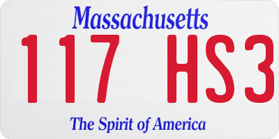 MA license plate 117HS3