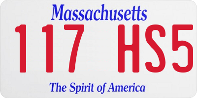 MA license plate 117HS5