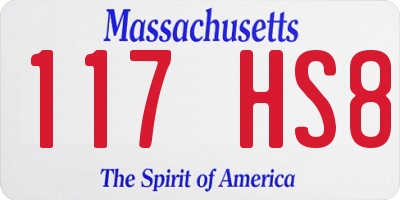 MA license plate 117HS8