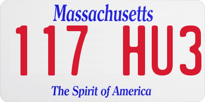 MA license plate 117HU3