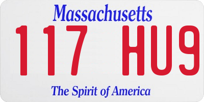 MA license plate 117HU9
