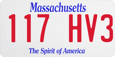 MA license plate 117HV3