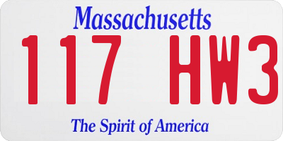 MA license plate 117HW3