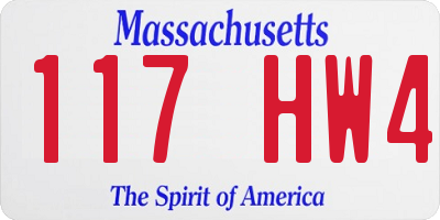 MA license plate 117HW4
