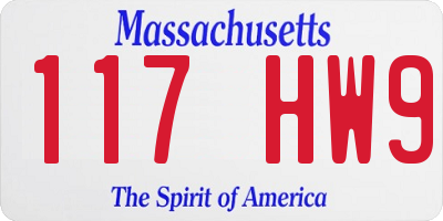 MA license plate 117HW9