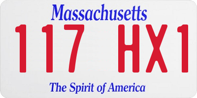 MA license plate 117HX1