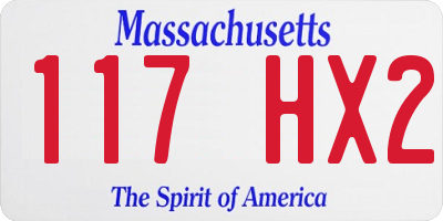 MA license plate 117HX2