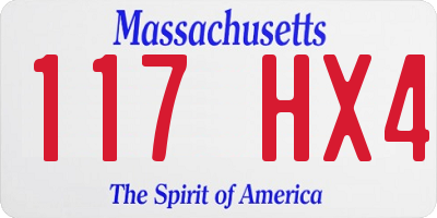 MA license plate 117HX4