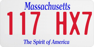 MA license plate 117HX7