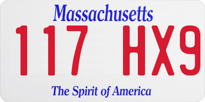 MA license plate 117HX9