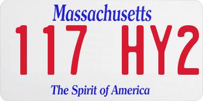 MA license plate 117HY2