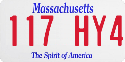 MA license plate 117HY4