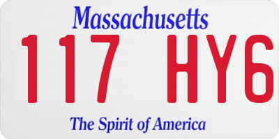 MA license plate 117HY6