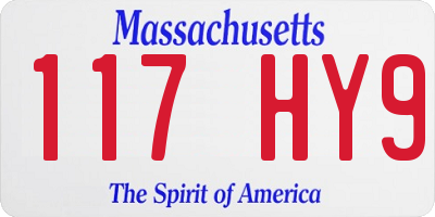 MA license plate 117HY9