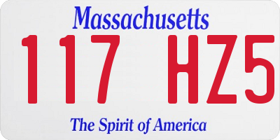 MA license plate 117HZ5