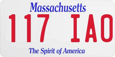 MA license plate 117IA0