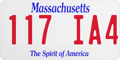 MA license plate 117IA4