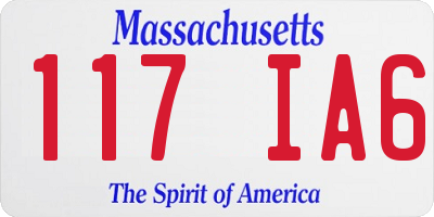 MA license plate 117IA6