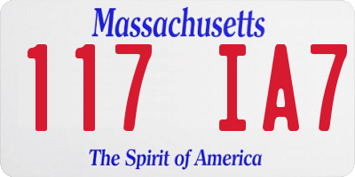 MA license plate 117IA7