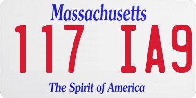 MA license plate 117IA9