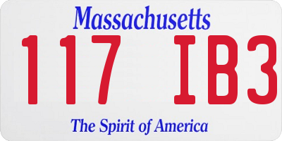 MA license plate 117IB3