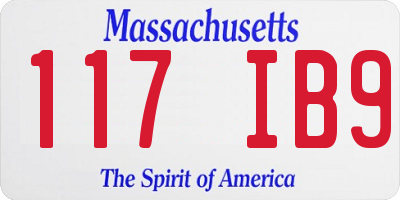 MA license plate 117IB9