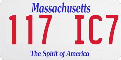 MA license plate 117IC7