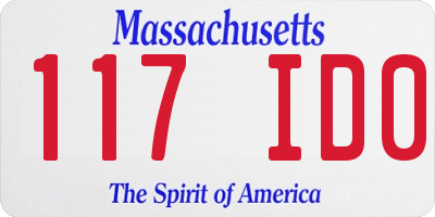 MA license plate 117ID0