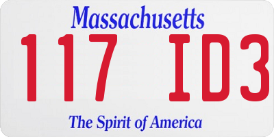 MA license plate 117ID3