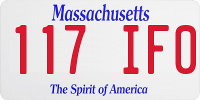 MA license plate 117IF0
