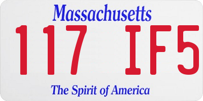 MA license plate 117IF5