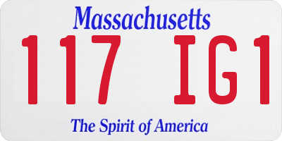 MA license plate 117IG1
