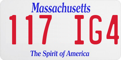 MA license plate 117IG4
