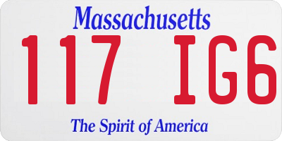MA license plate 117IG6